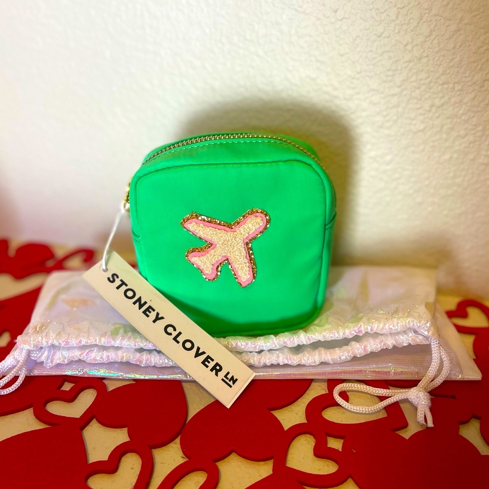 NWT Stoney Clover Lane Avocado Mini Pouch with Airplane Patch